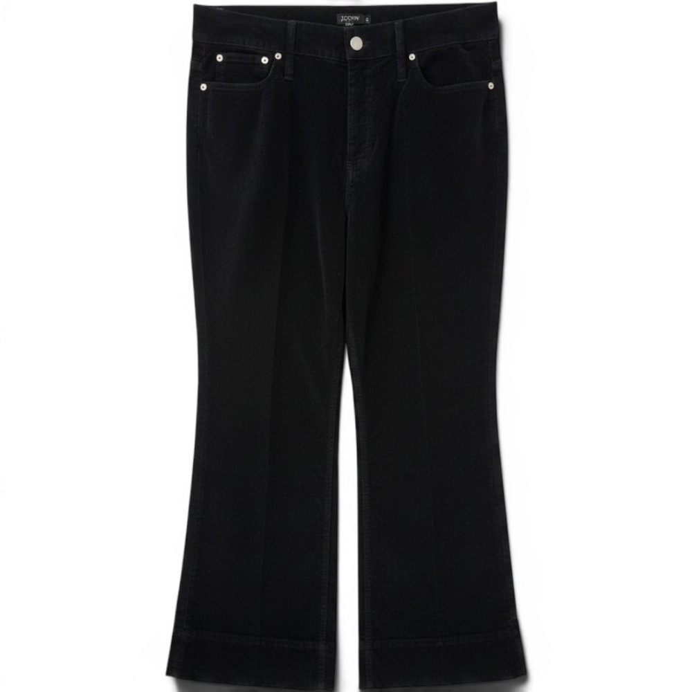 J.Crew Corduroy Pants Womens 34 Black Demi-Boot Crop High Rise B7922 NEW